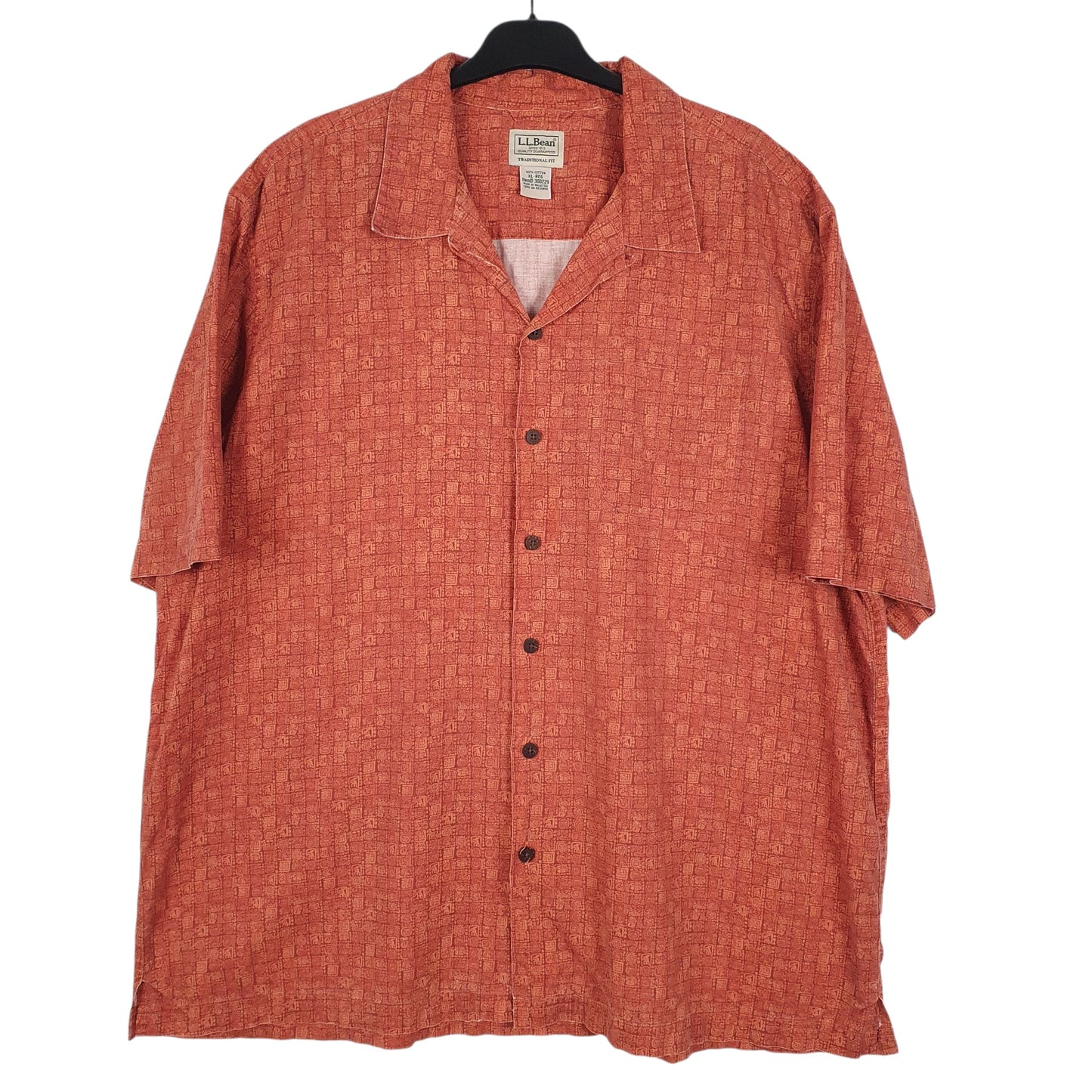 Mens Orange L.L.Bean  Short Sleeve Shirt