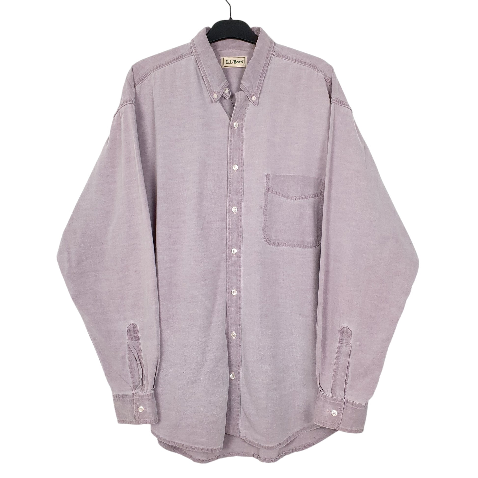 Mens Lilac L.L.Bean Vintage 90s Made In Canada Long Sleeve Shirt