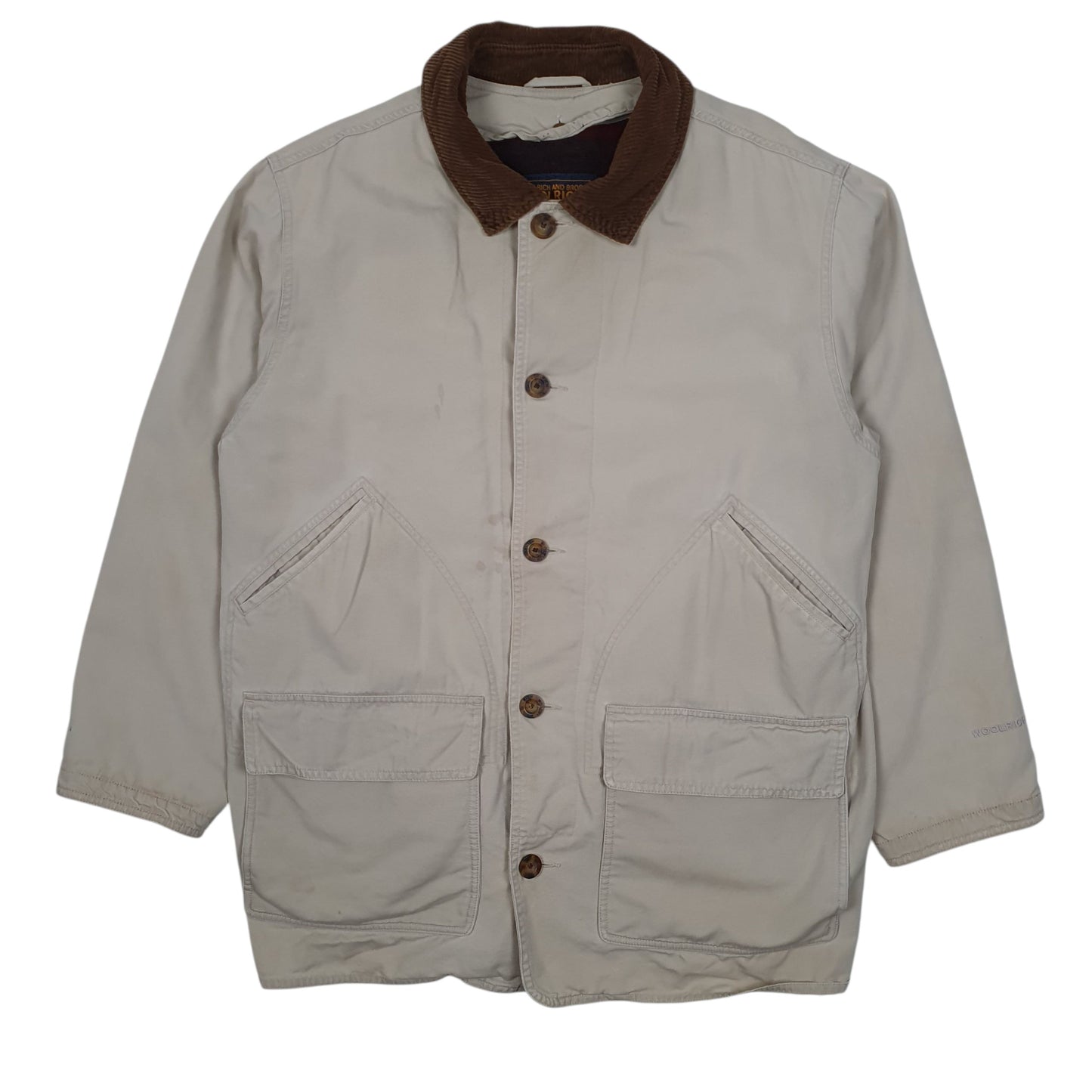 Mens Grey Woolrich Field Barn Chore Crewneck Coat