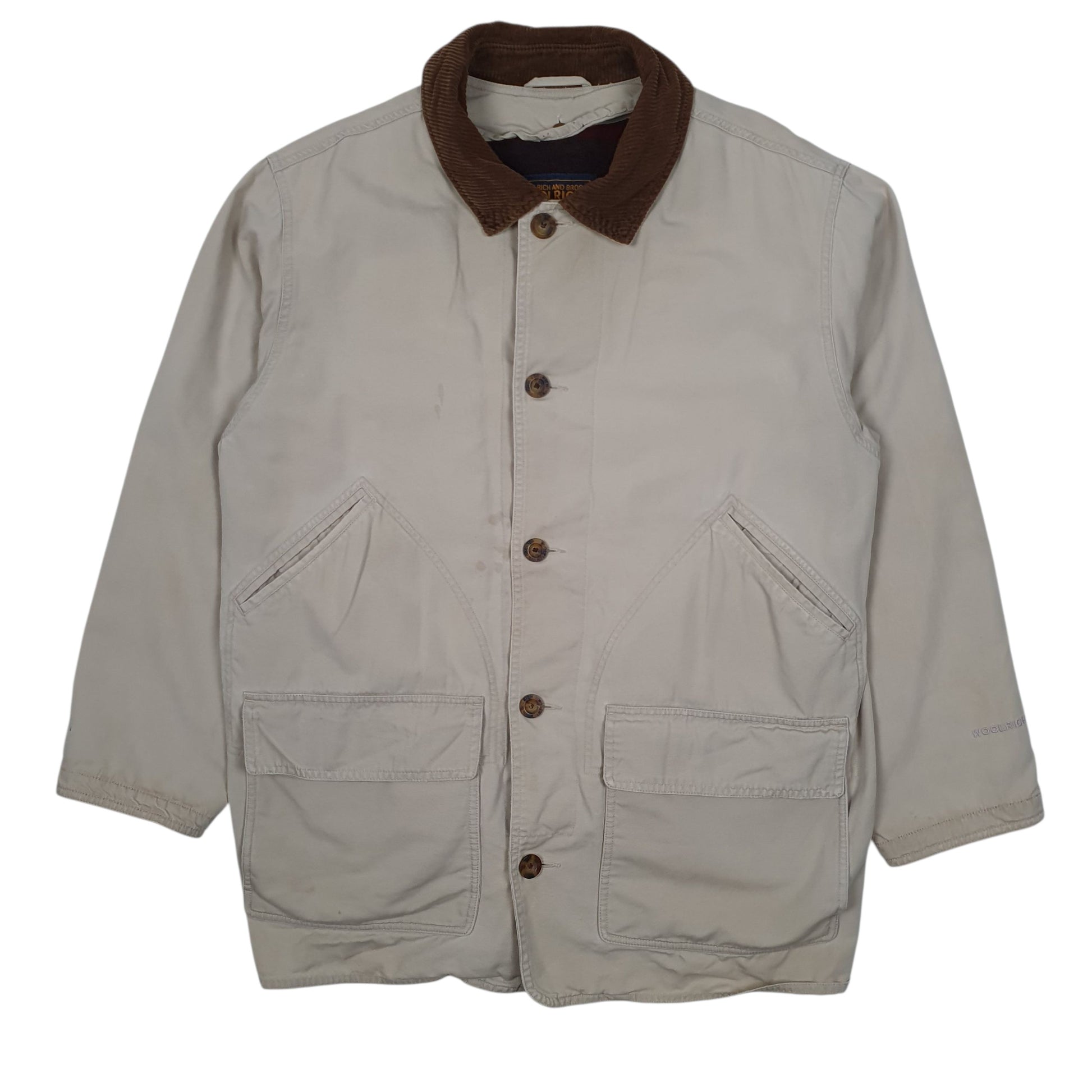 Mens Grey Woolrich Field Barn Chore Crewneck Coat