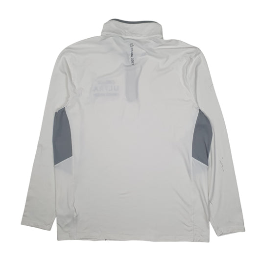 Mens White Puma Golf Quarter Zip Jumper