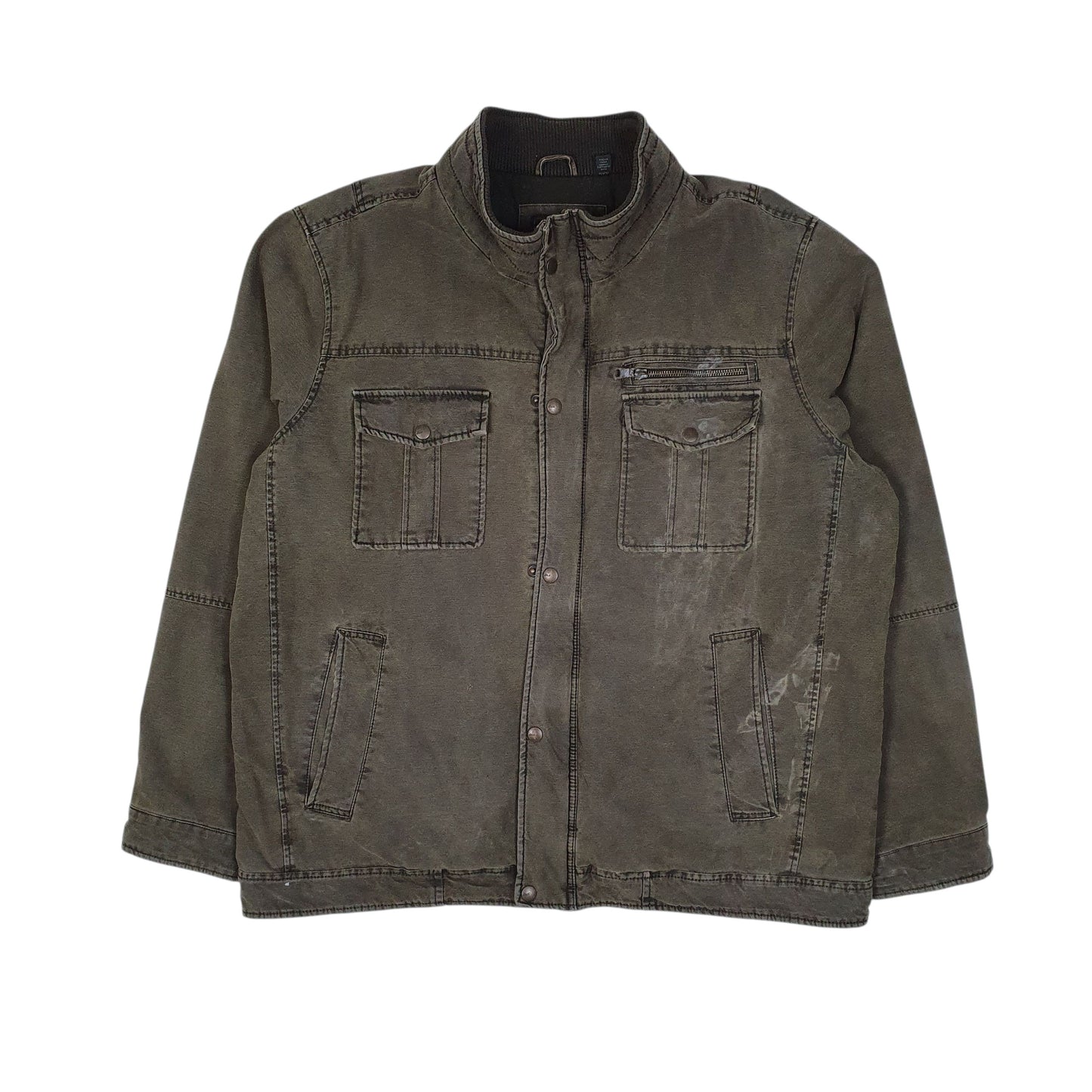 Mens Green GH Bass & Co Bomber Chore Crewneck Coat
