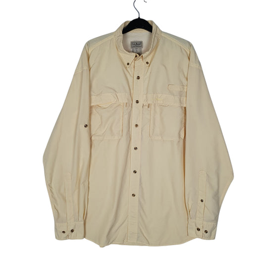 Mens Yellow L.L.Bean Walking Hiking Long Sleeve Shirt
