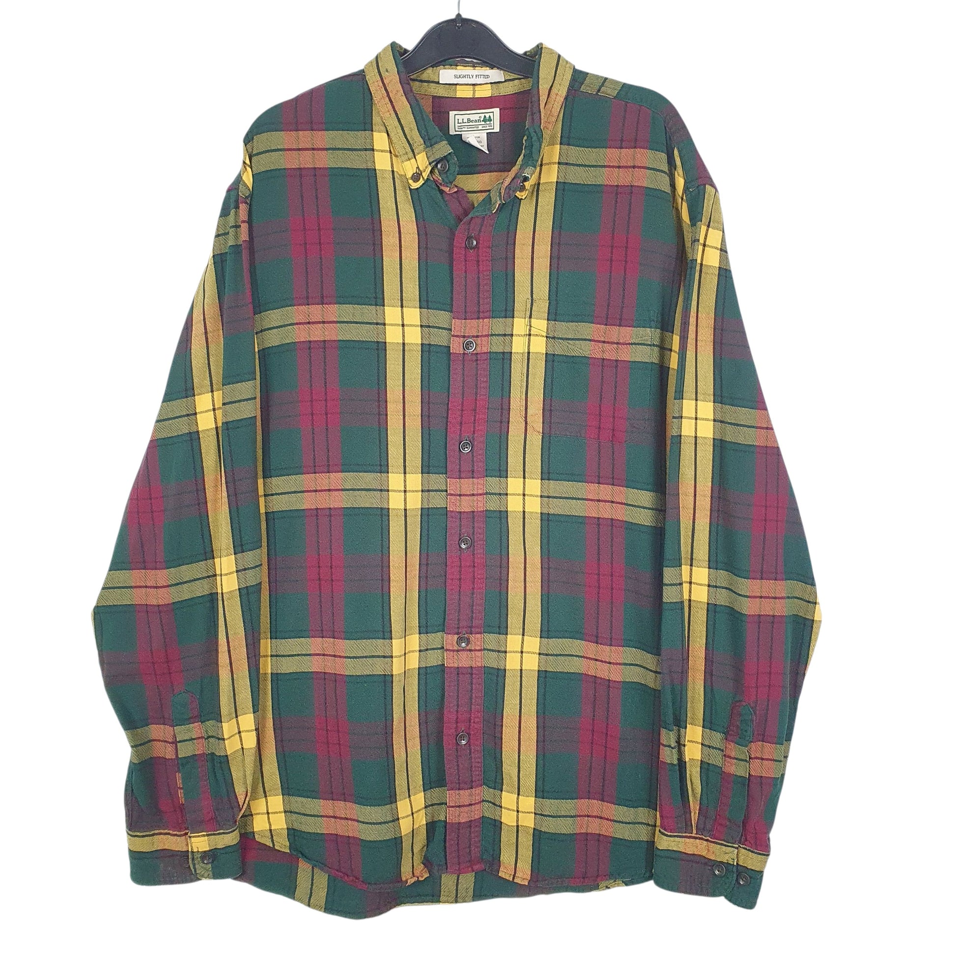 Mens Green L.L.Bean Flannel Long Sleeve Shirt