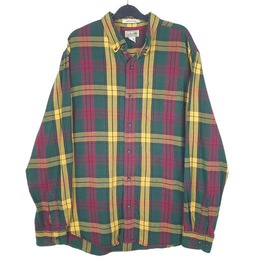 Mens Green L.L.Bean Flannel Long Sleeve Shirt