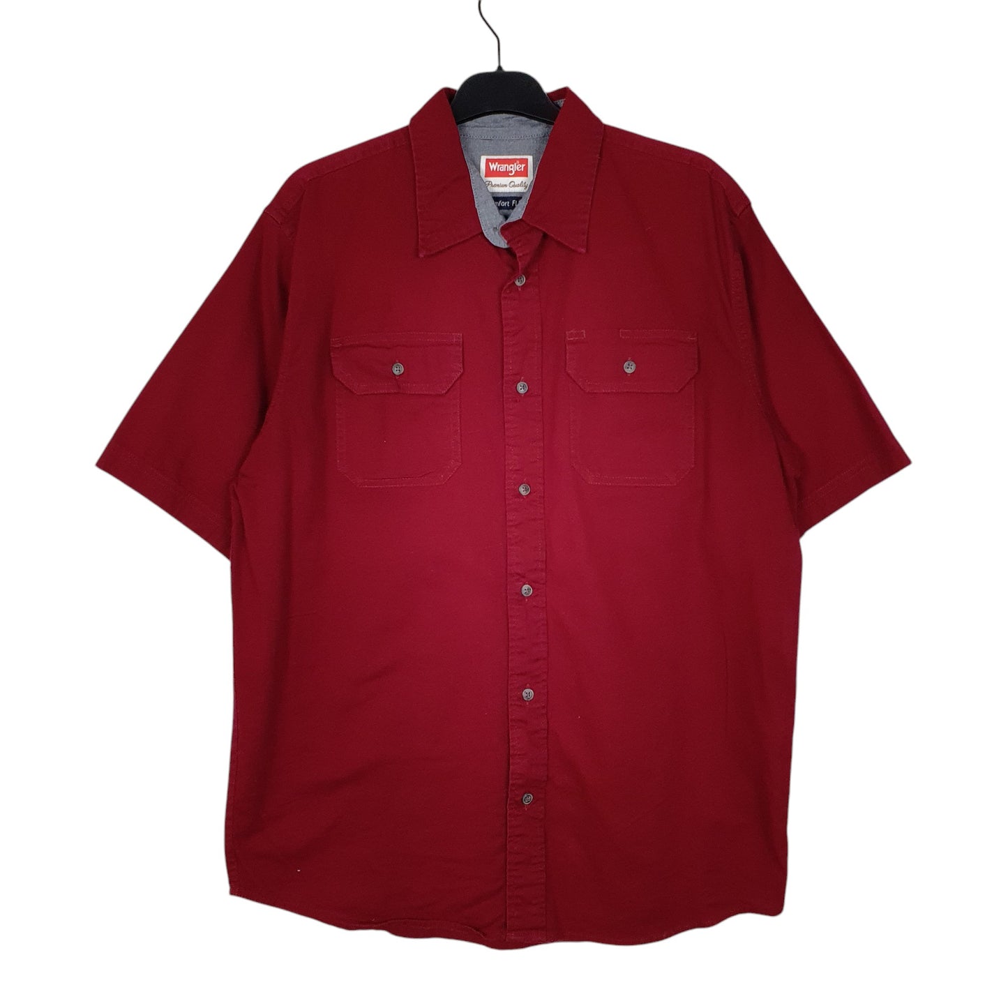 Mens Burgundy Wrangler  Short Sleeve Shirt