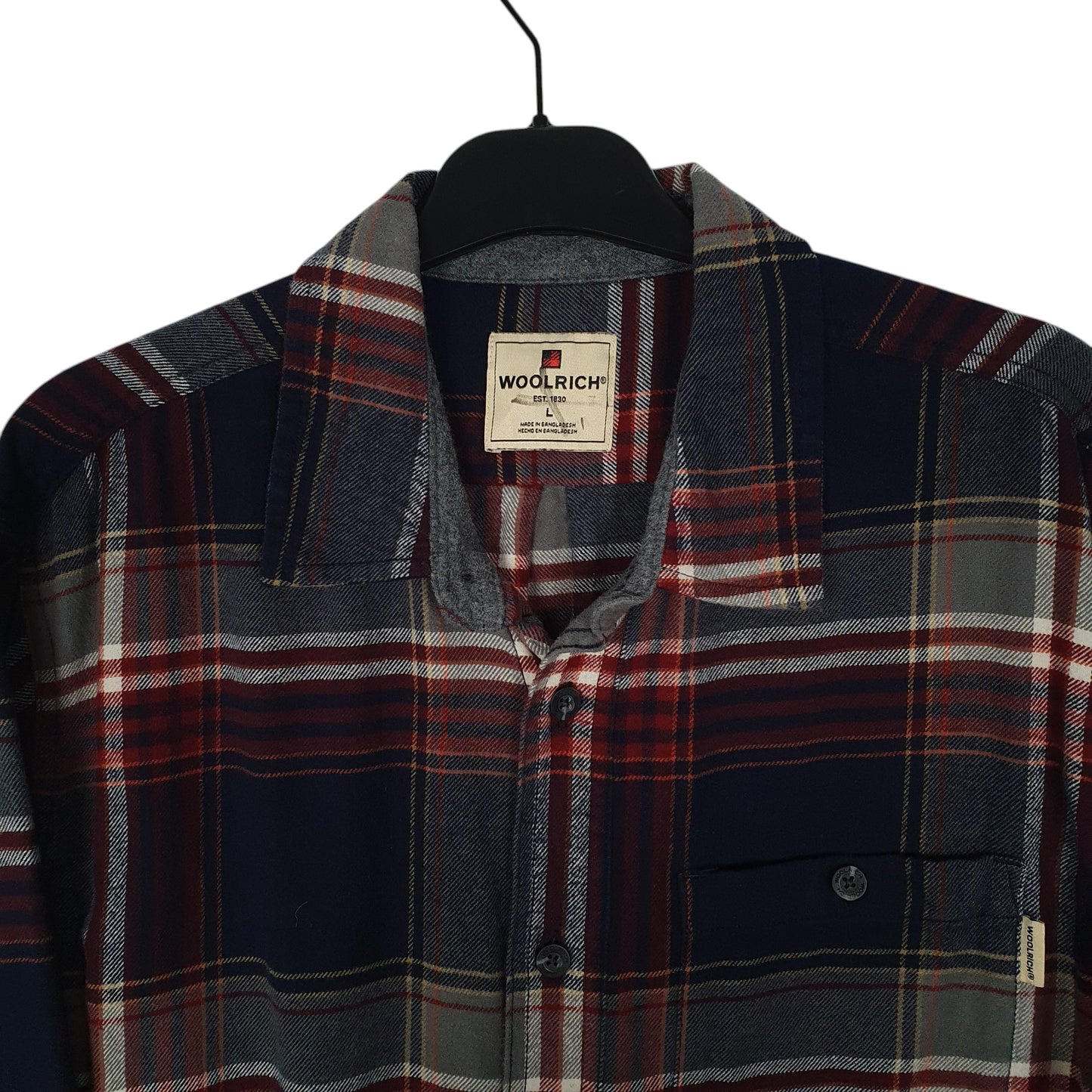 Mens Navy Woolrich Thick Flannel Plaid  Shirt