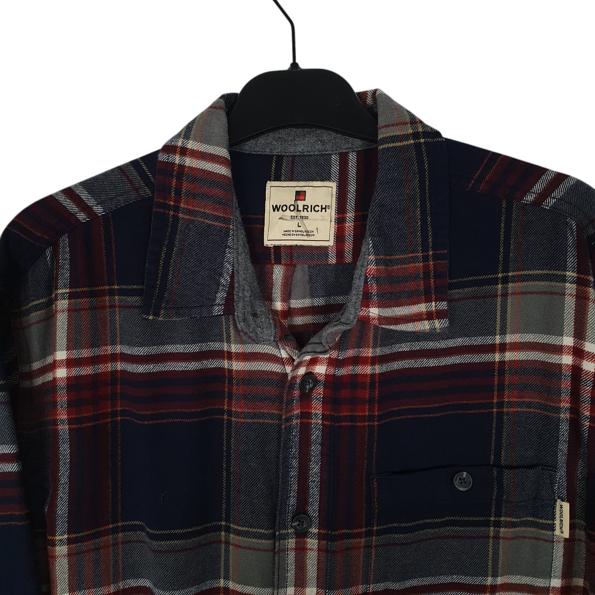 Mens Navy Woolrich Thick Flannel Plaid  Shirt