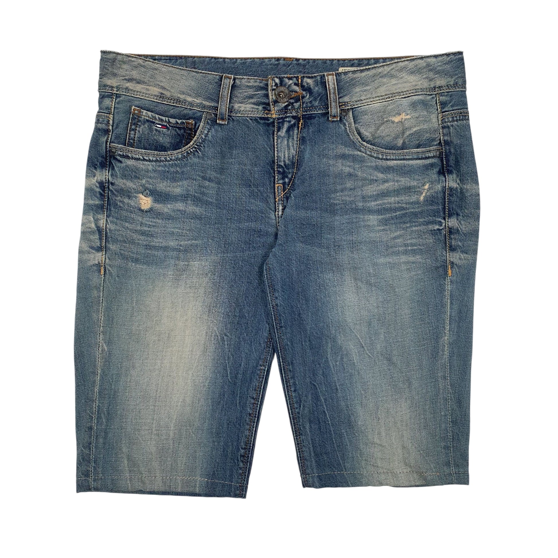 Mens Blue Tommy Hilfiger Distressed Denim Shorts