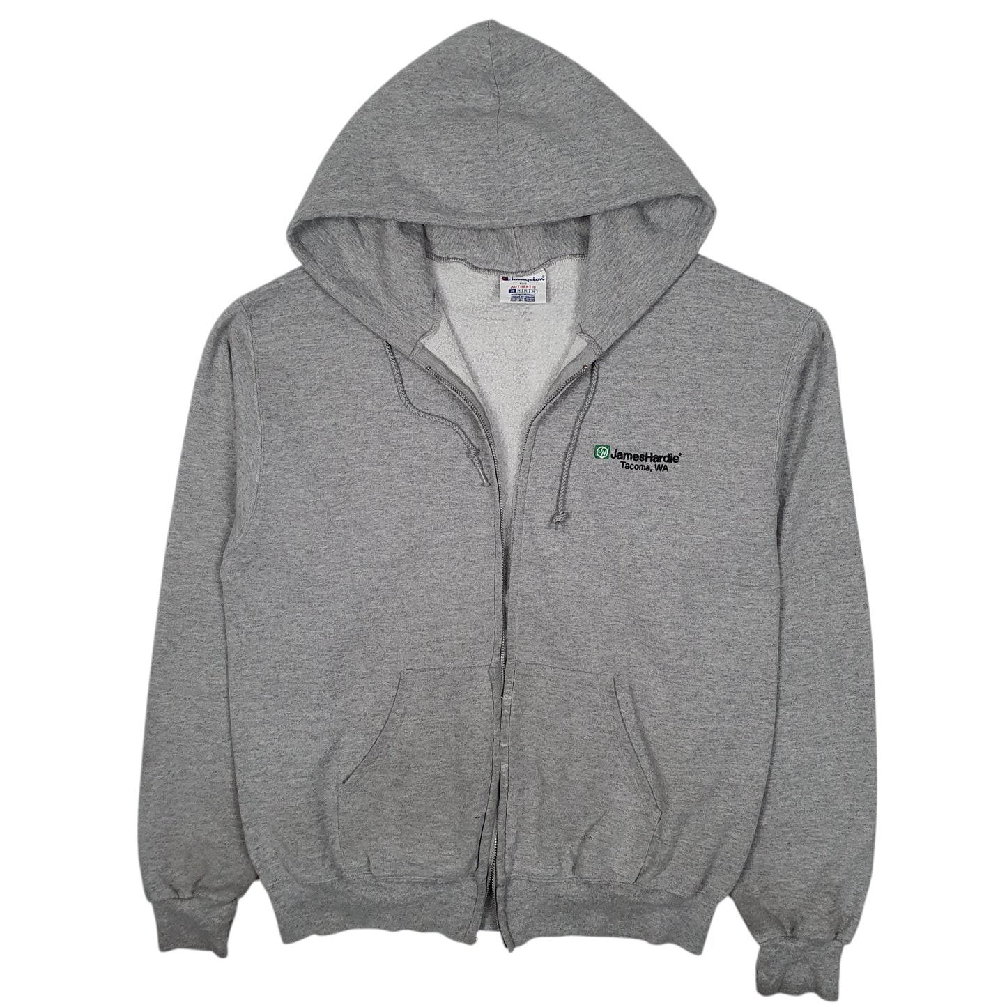 Mens Grey Champion Hoodie Full Zip Jumper