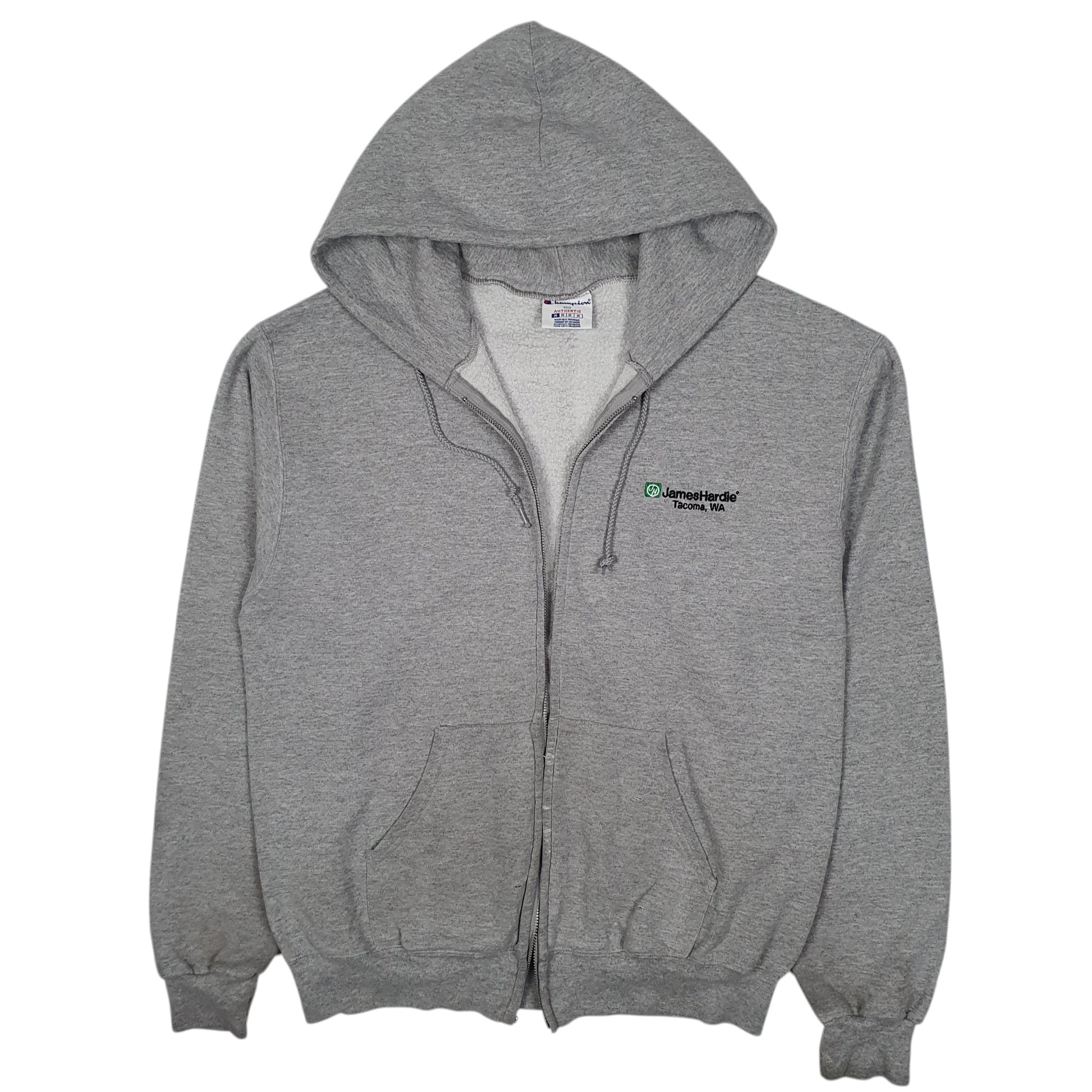 Mens Grey Champion Hoodie Full Zip Jumper