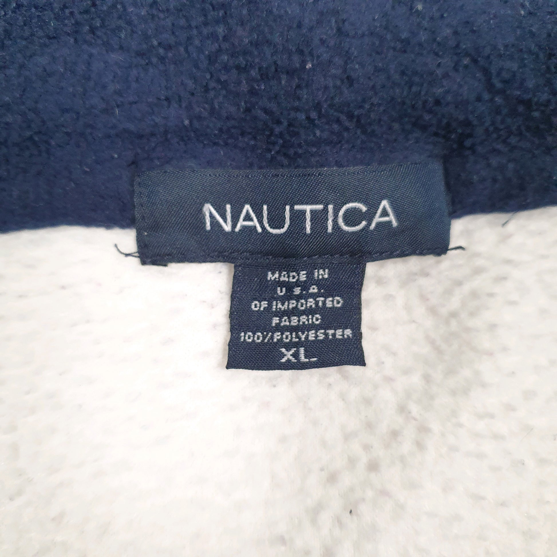 Mens White Nautica Vintage 90s Made In USA Quarter Zip Jumper