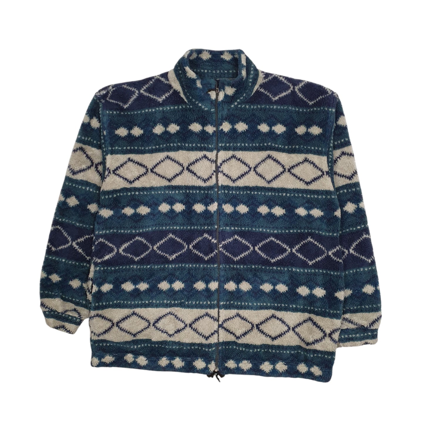 Mens Blue Sunset Vintage 00s Funky Full Zip Jumper