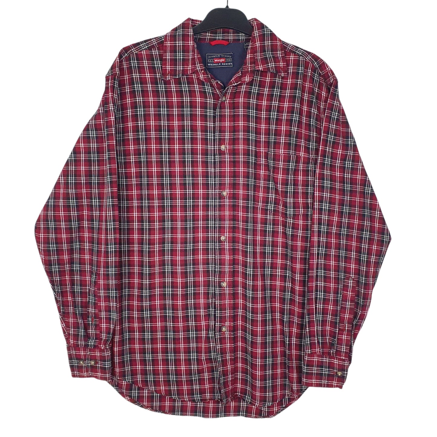 Mens Red Wrangler Wrinkle Resist Long Sleeve Shirt