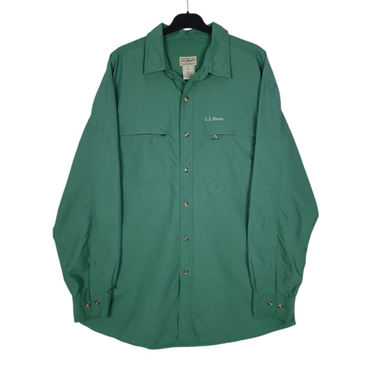 Mens Green L.L.Bean Hiking Walking Long Sleeve Shirt