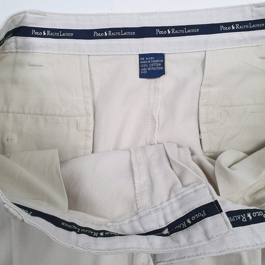 Mens Beige Polo Ralph Lauren Vintage 90s Double Pleated  Trousers