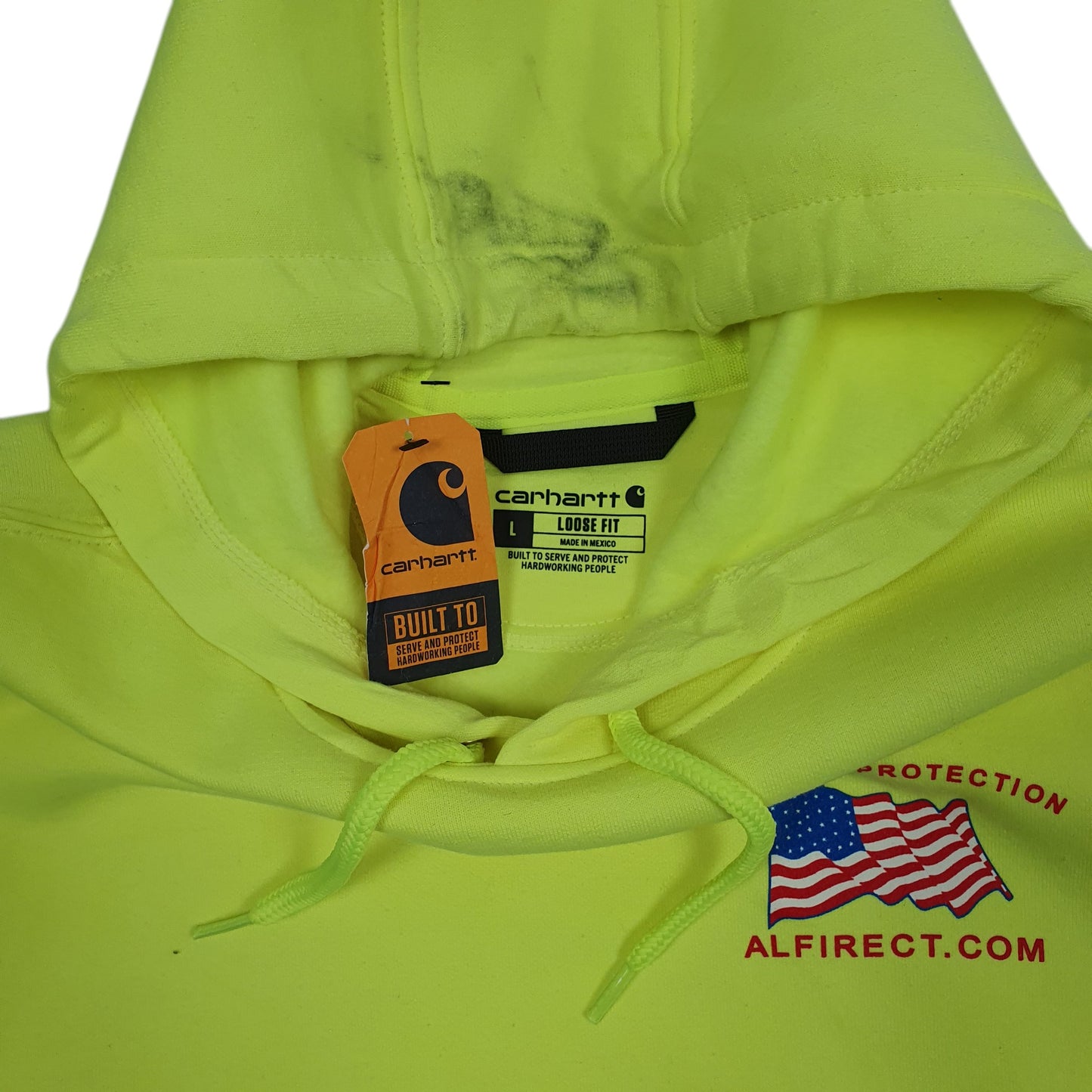 Mens Yellow Carhartt Hi Vis Fire Hoodie Jumper
