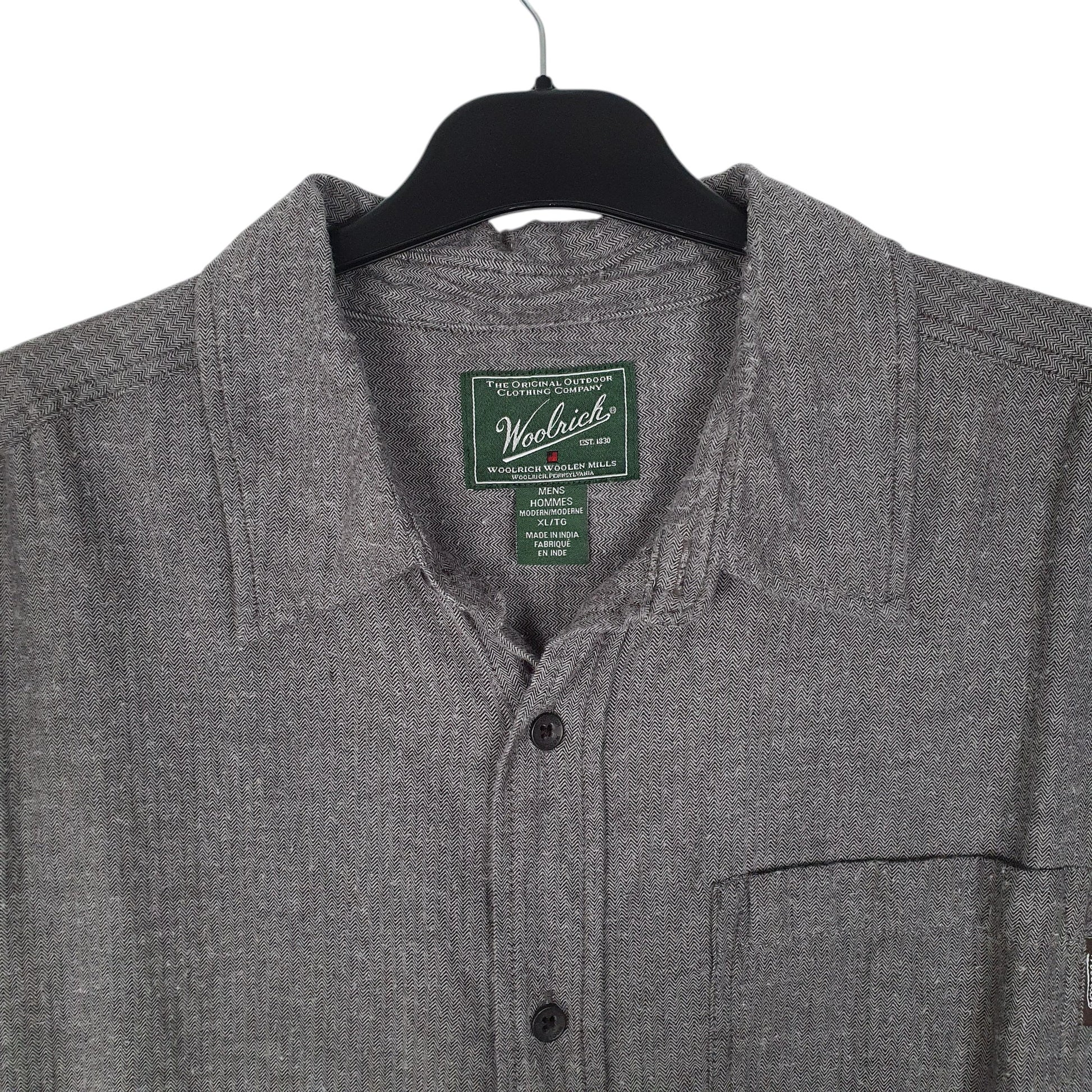 Mens Grey Woolrich Herringbone  Shirt