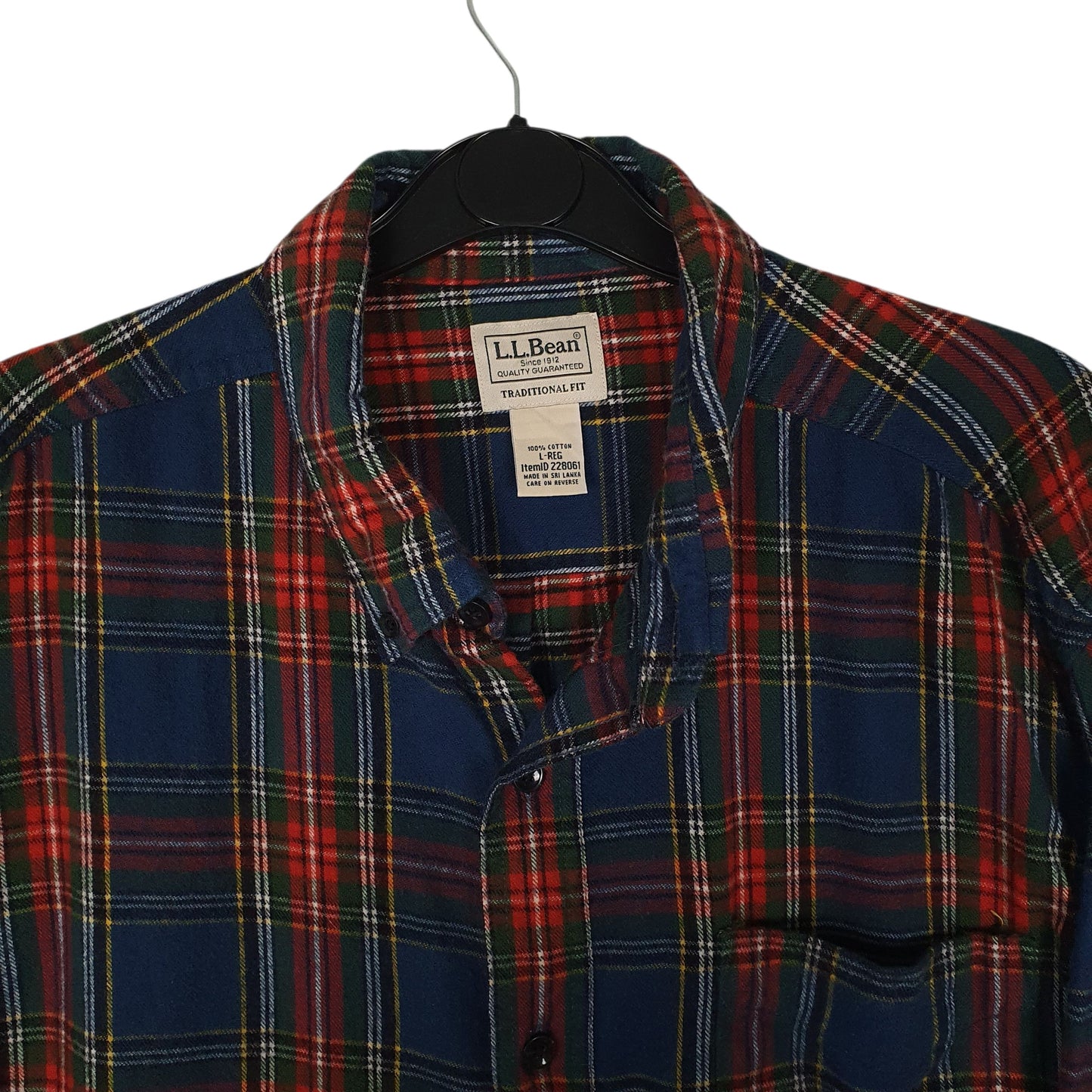 Mens Blue L.L.Bean Scotch Plaid Flannel  Shirt