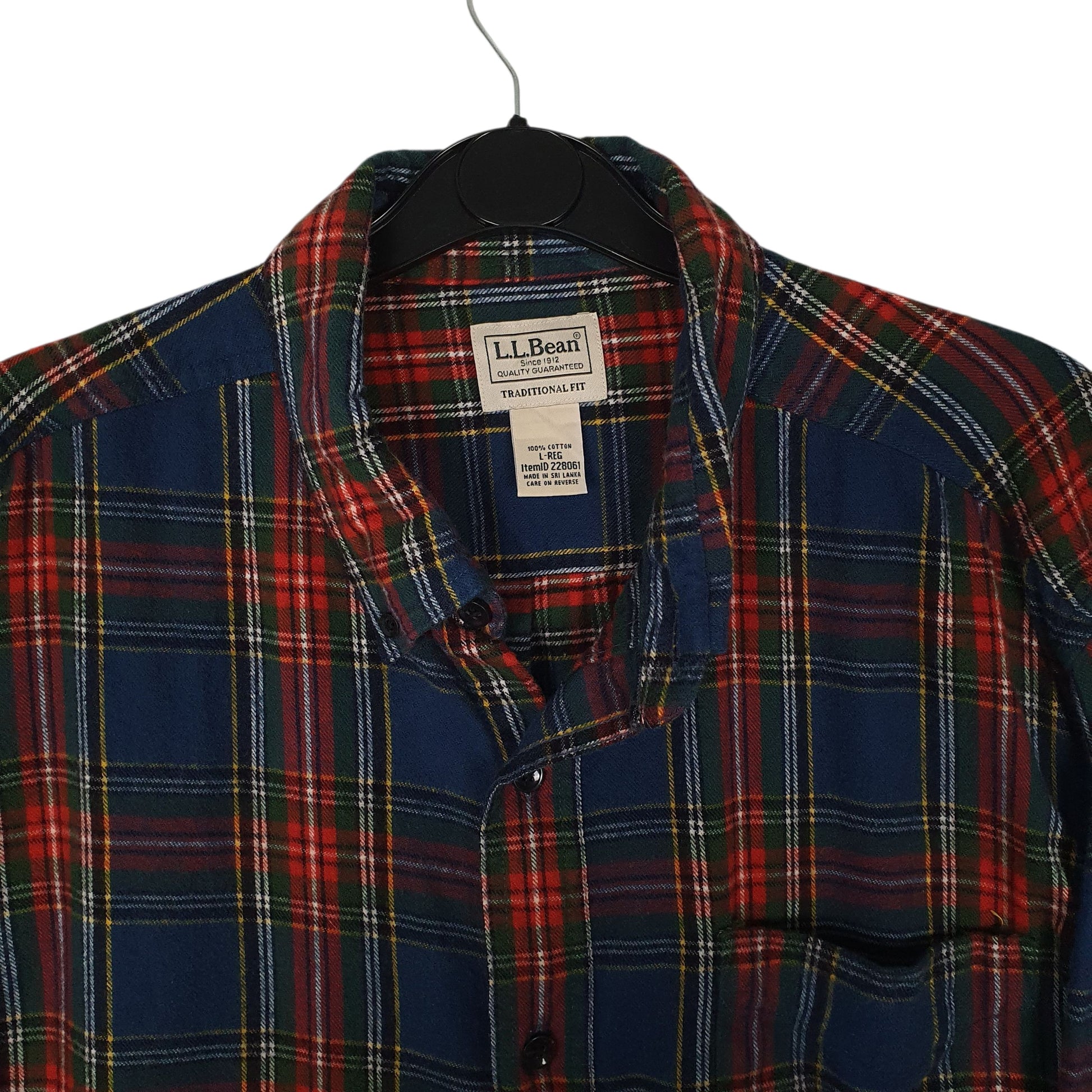 Mens Blue L.L.Bean Scotch Plaid Flannel  Shirt