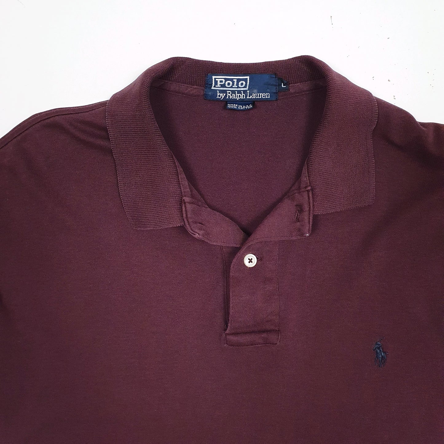 Mens Burgundy Polo Ralph Lauren Vintage 90s Made In USA  Polo Shirt