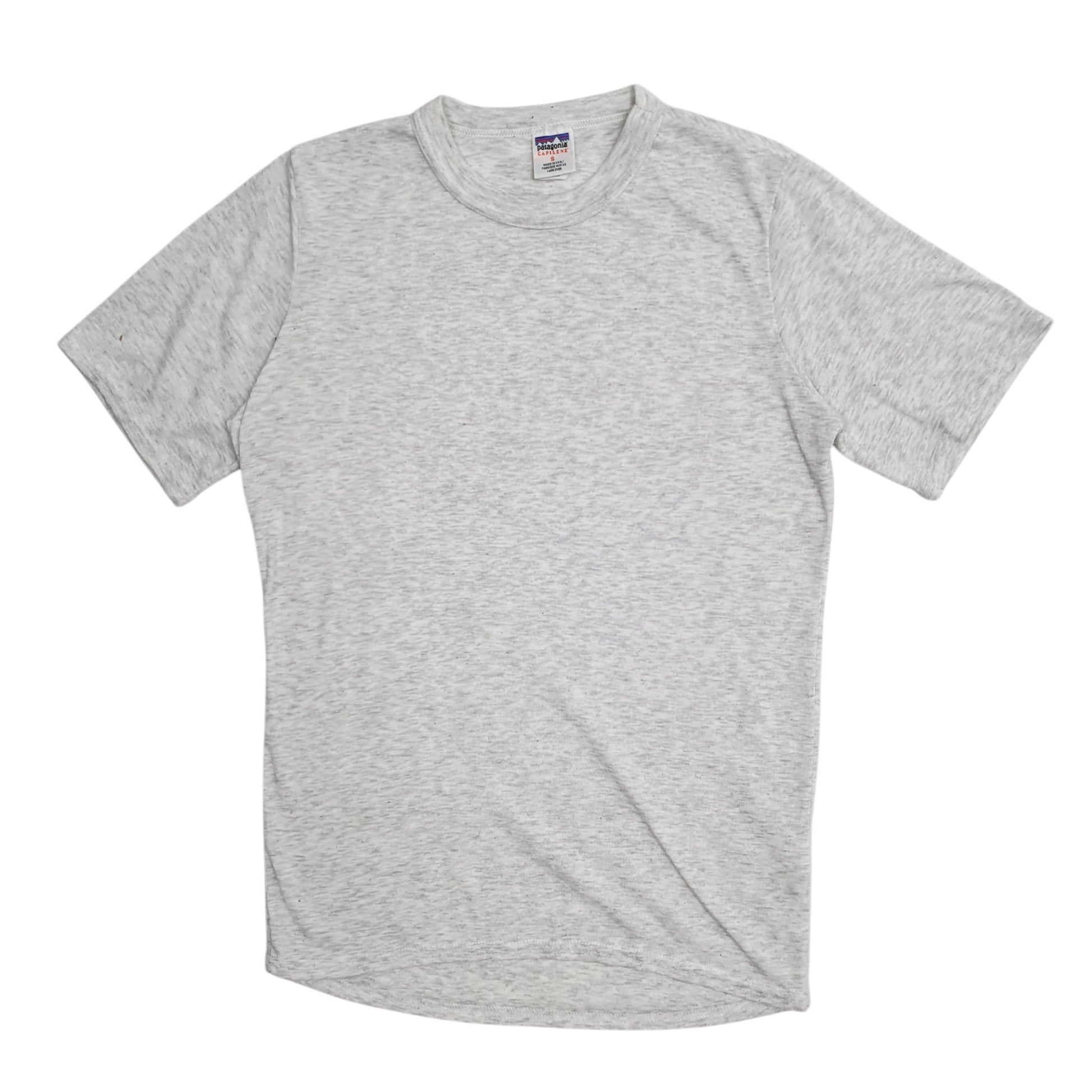 Mens Grey Patagonia Capilene Vintage 90s Made In USA Short Sleeve T Shirt