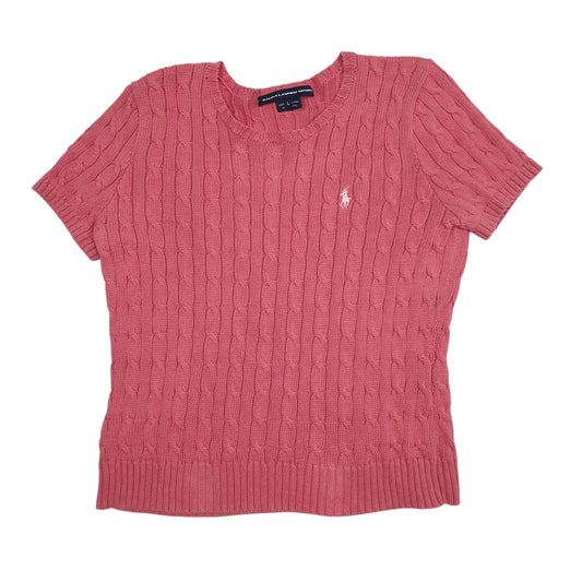 Womens Pink Ralph Lauren Sport Cable Knit Crewneck Jumper