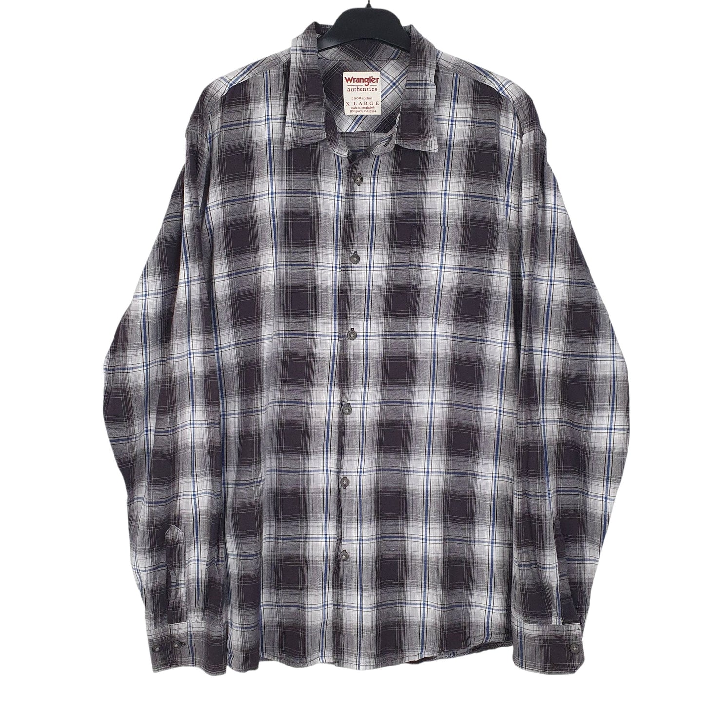 Mens Grey Wrangler  Long Sleeve Shirt