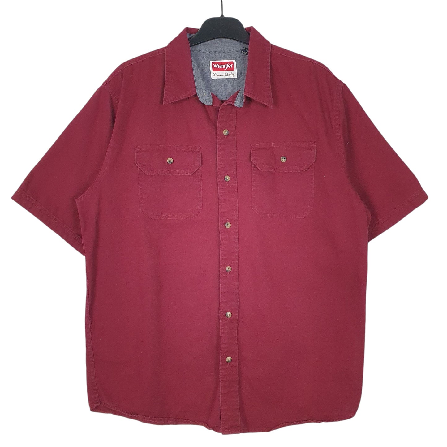 Mens Burgundy Wrangler  Short Sleeve Shirt