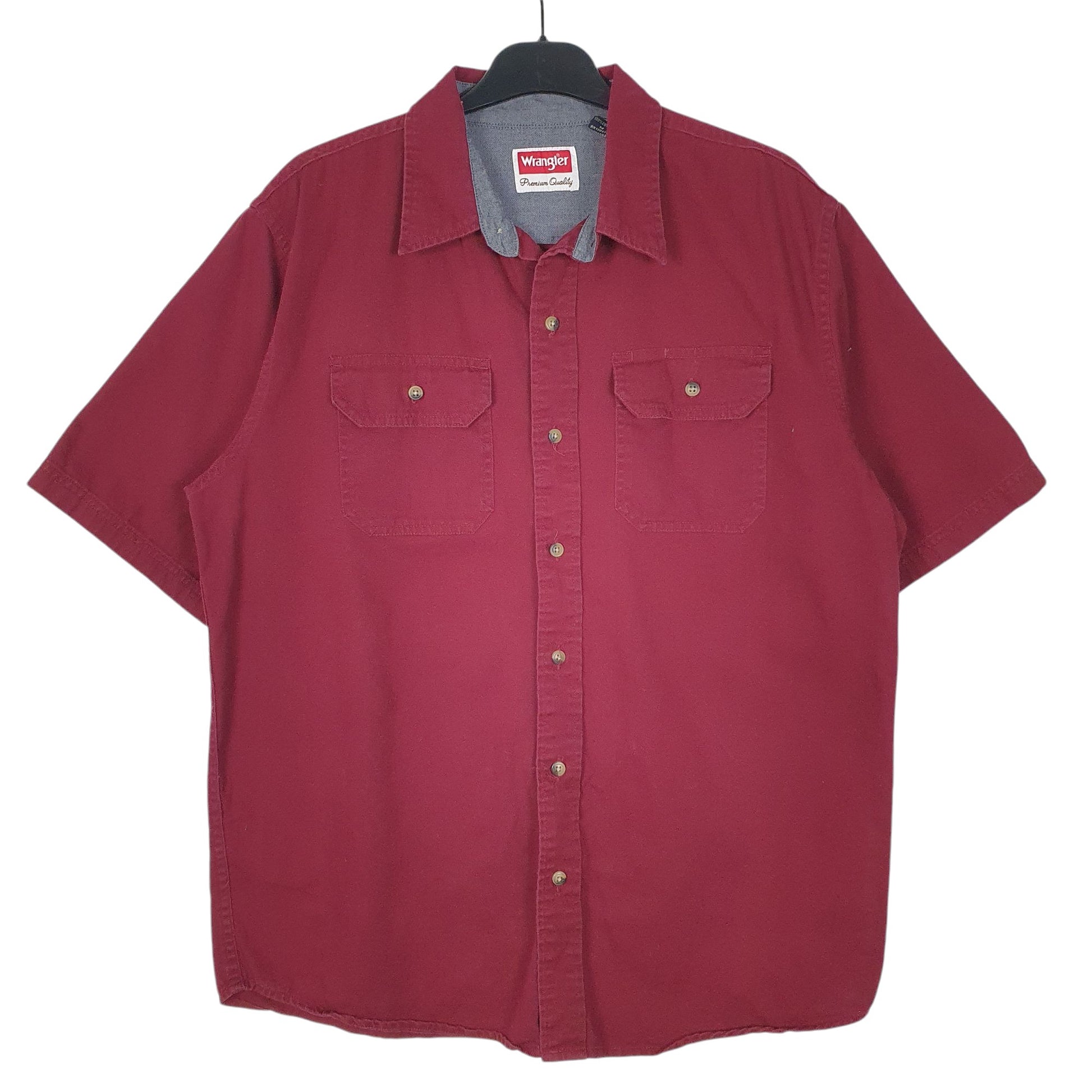 Mens Burgundy Wrangler  Short Sleeve Shirt
