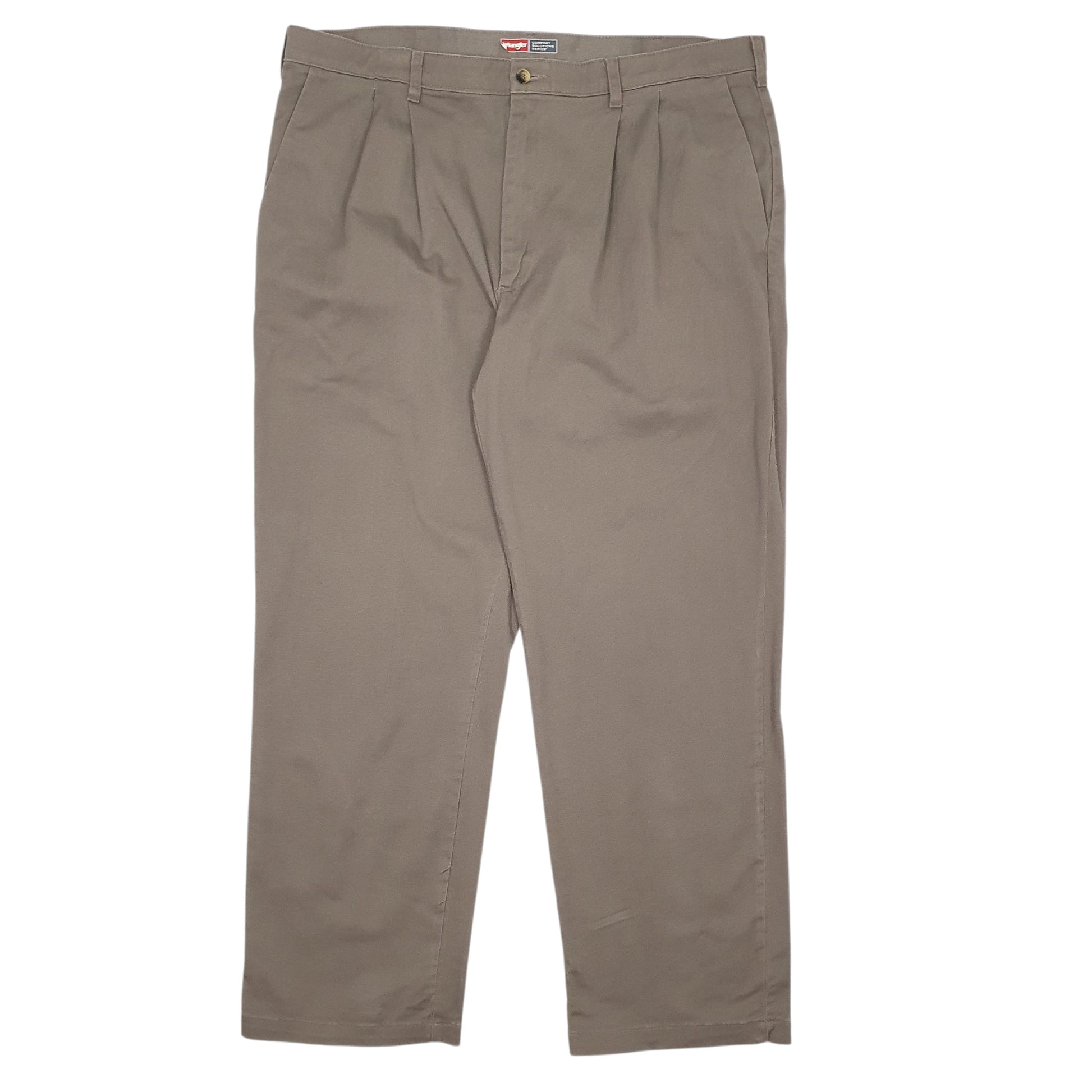 Mens Brown Wrangler Pleated Chino Trousers