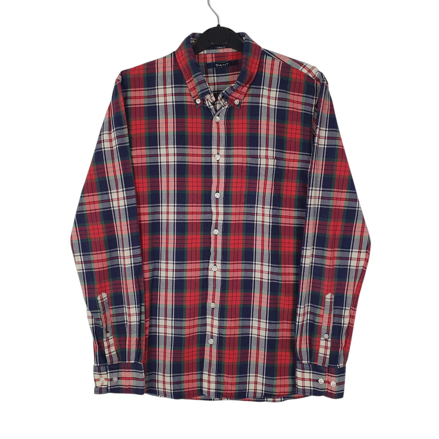Mens Red GANT Madras Long Sleeve Shirt