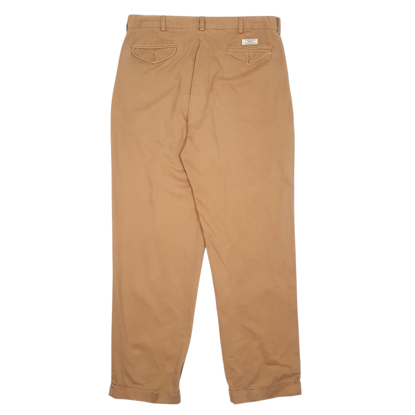 Mens Tan Polo Ralph Lauren Hammond Pant Pleated 90s  Trousers