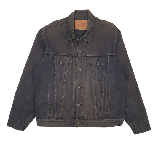 Mens Black Levis Vintage 90s Type 3 Trucker Hoodie Coat