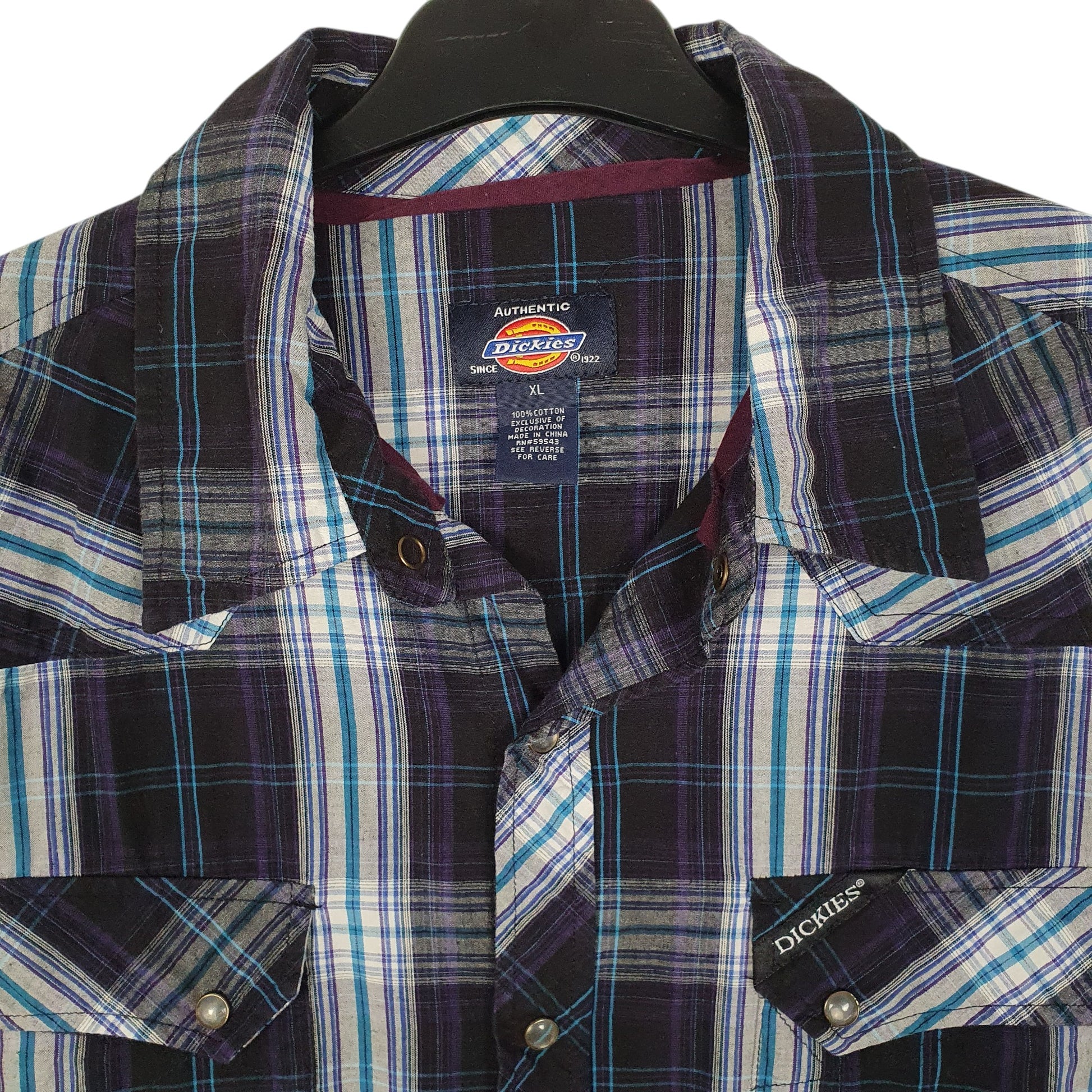Mens Navy Dickies Western Pearl Snap  Shirt