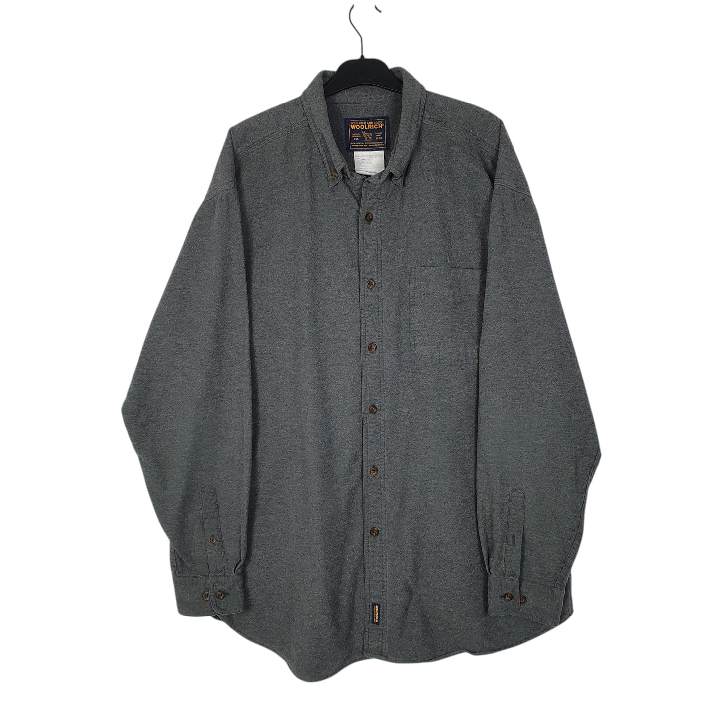 Mens Grey Woolrich Thick Chamois Long Sleeve Shirt