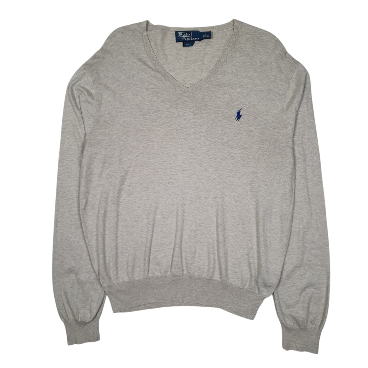 Mens Grey Polo Ralph Lauren Lightweight V Neck Jumper