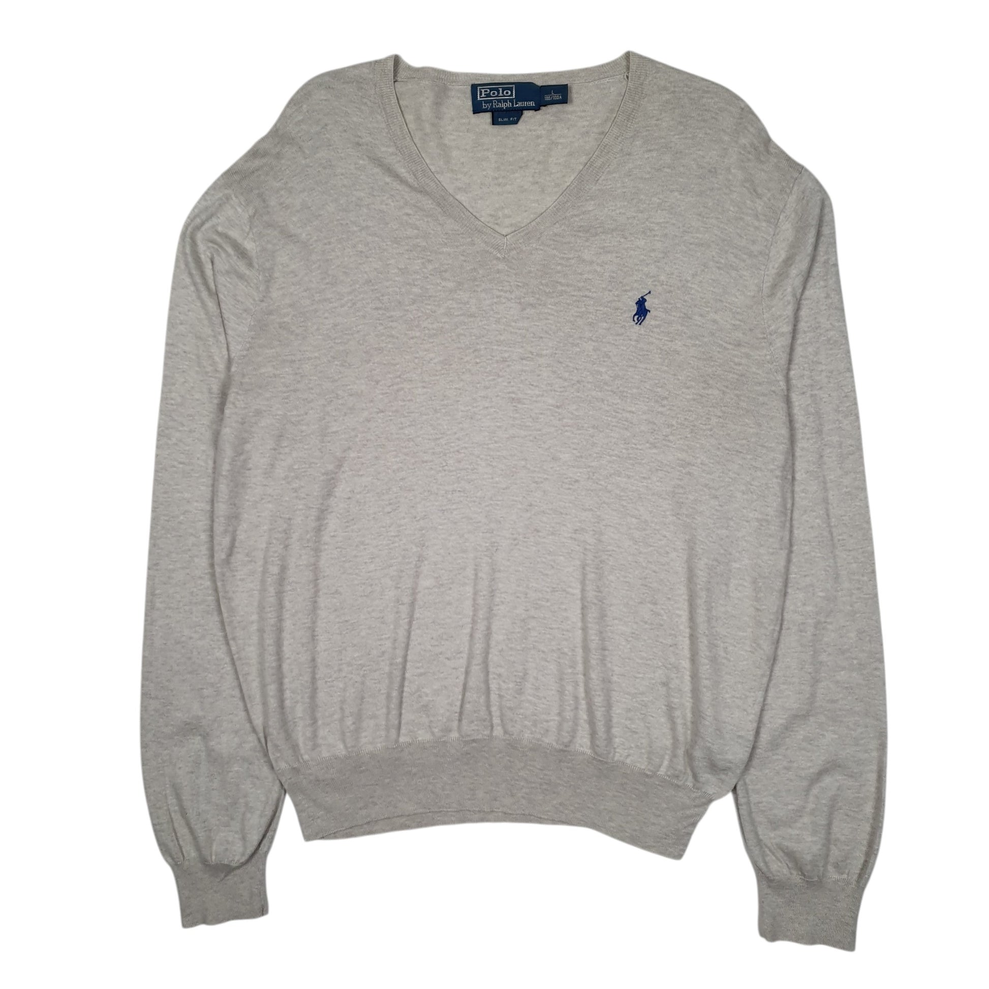 Mens Grey Polo Ralph Lauren Lightweight V Neck Jumper