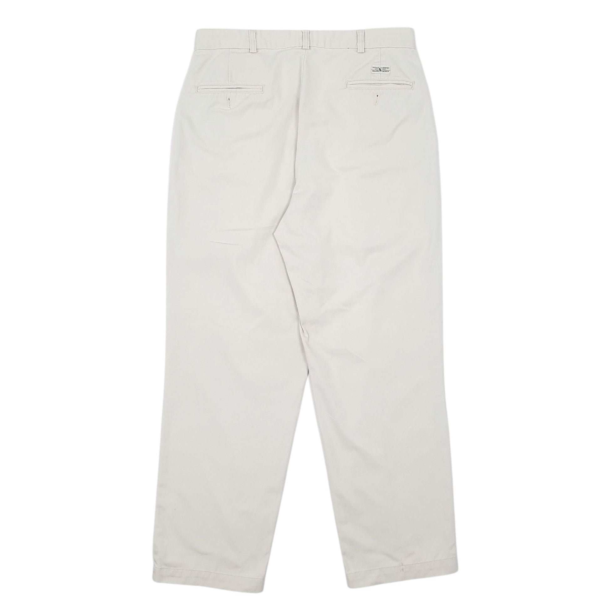 Mens Cream Polo Ralph Lauren Double Pleated Andrew Pant 90s  Trousers