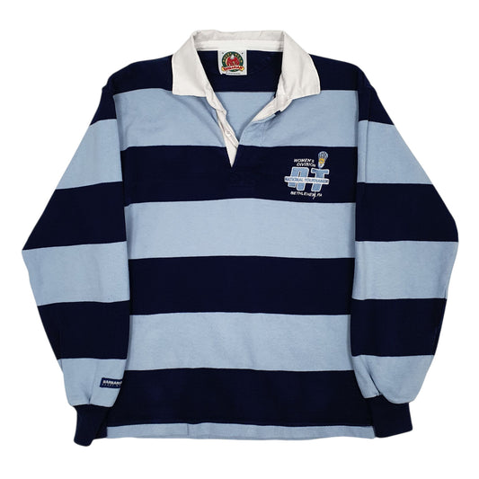 Mens Blue Barbarian Rugby Long Sleeve Polo Shirt