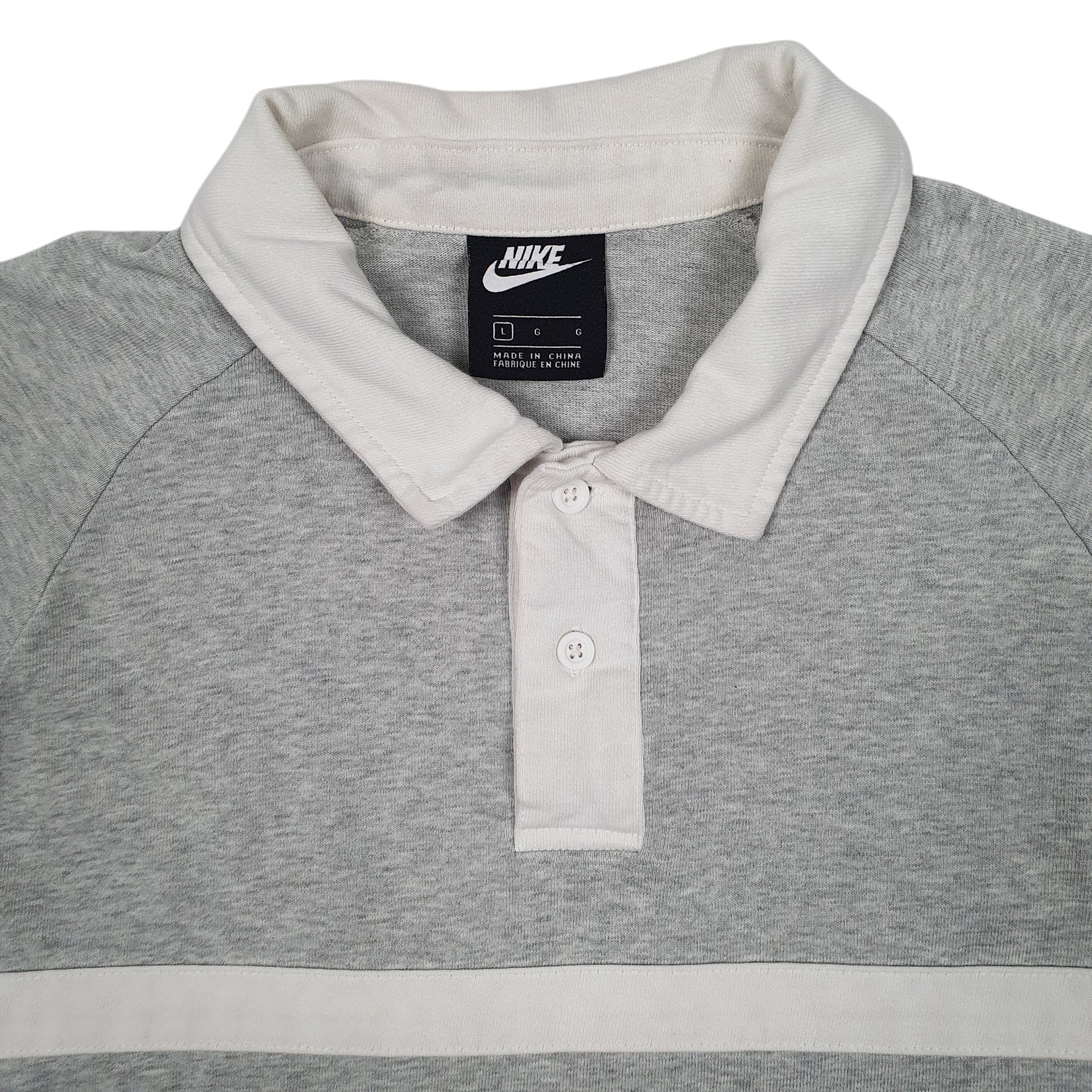 Mens Grey Nike Rugby Hoodie Polo Shirt