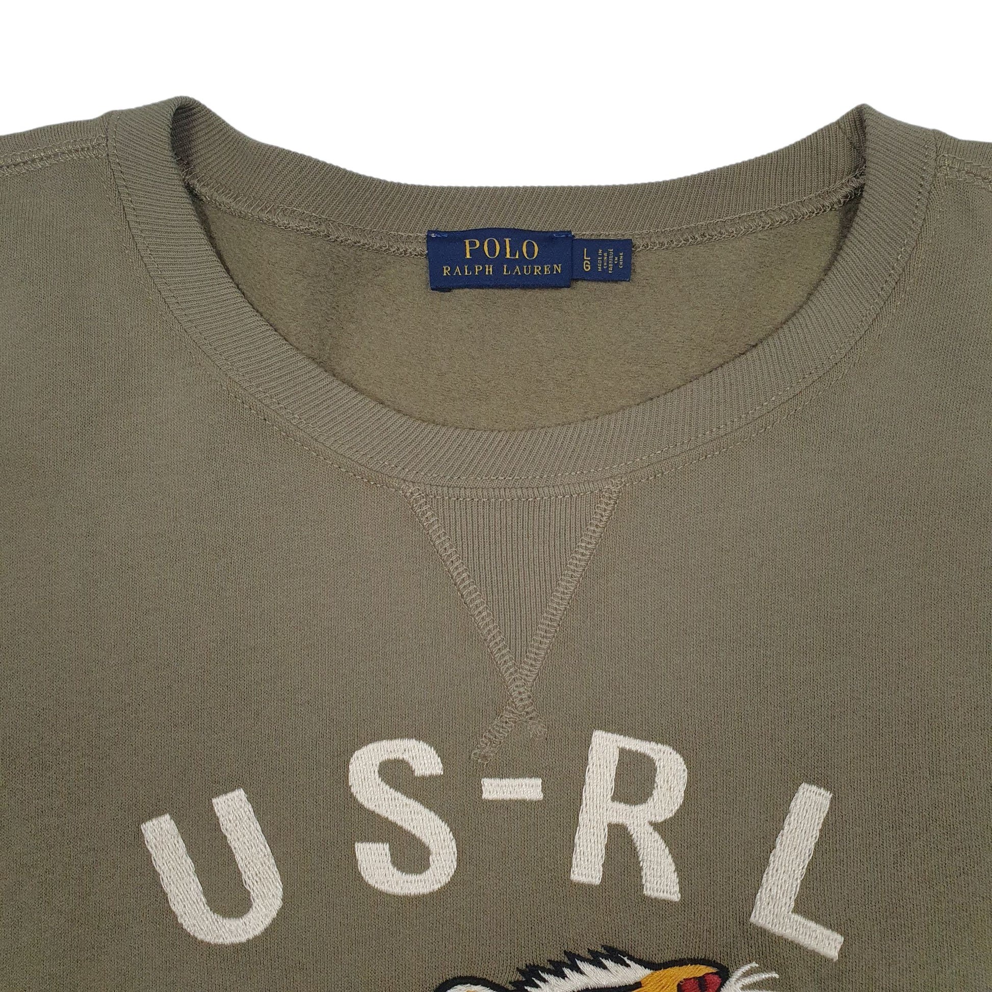 Womens Khaki Polo Ralph Lauren Embroiderd Crewneck Jumper