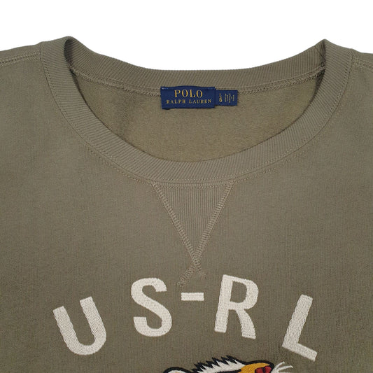 Womens Khaki Polo Ralph Lauren Embroiderd Crewneck Jumper