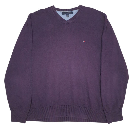 Mens Purple Tommy Hilfiger  V Neck Jumper