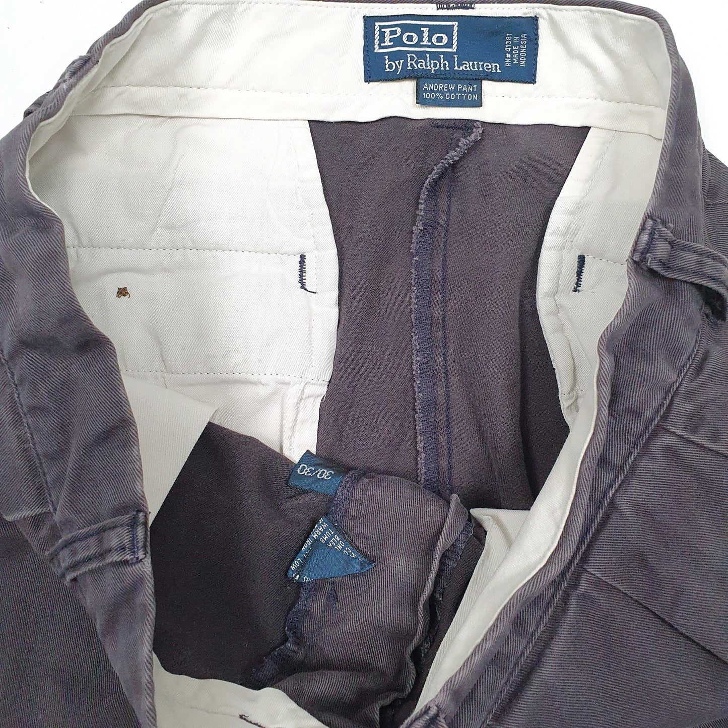 Mens Navy Polo Ralph Lauren Andrew Pleated Vintage 90s  Trousers