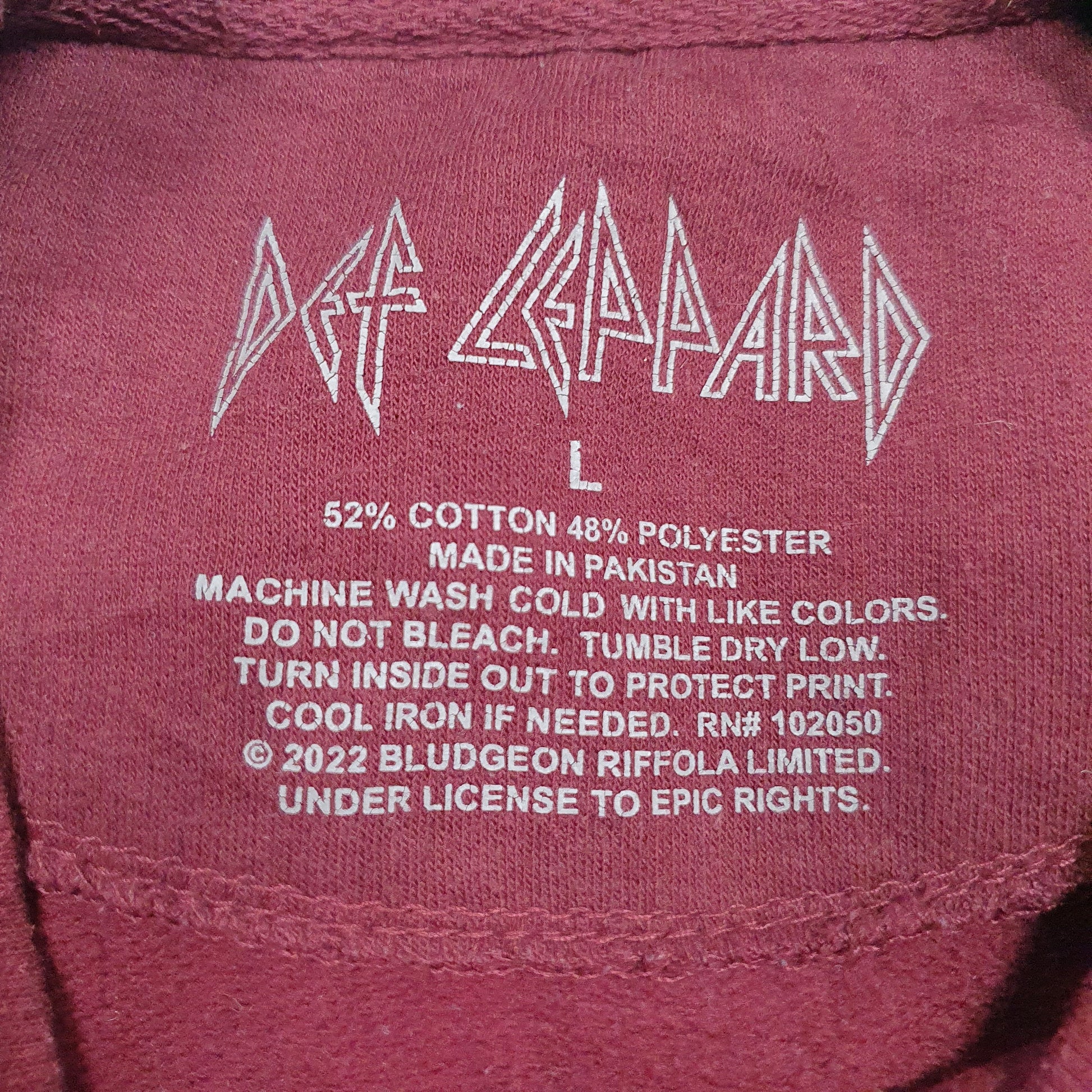 Mens Burgundy Def Leppard  Crewneck Jumper