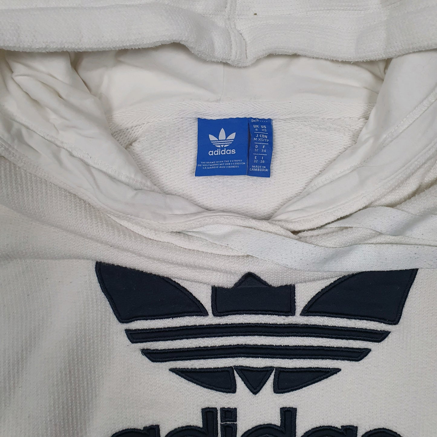Womens White Adidas  Hoodie Jumper