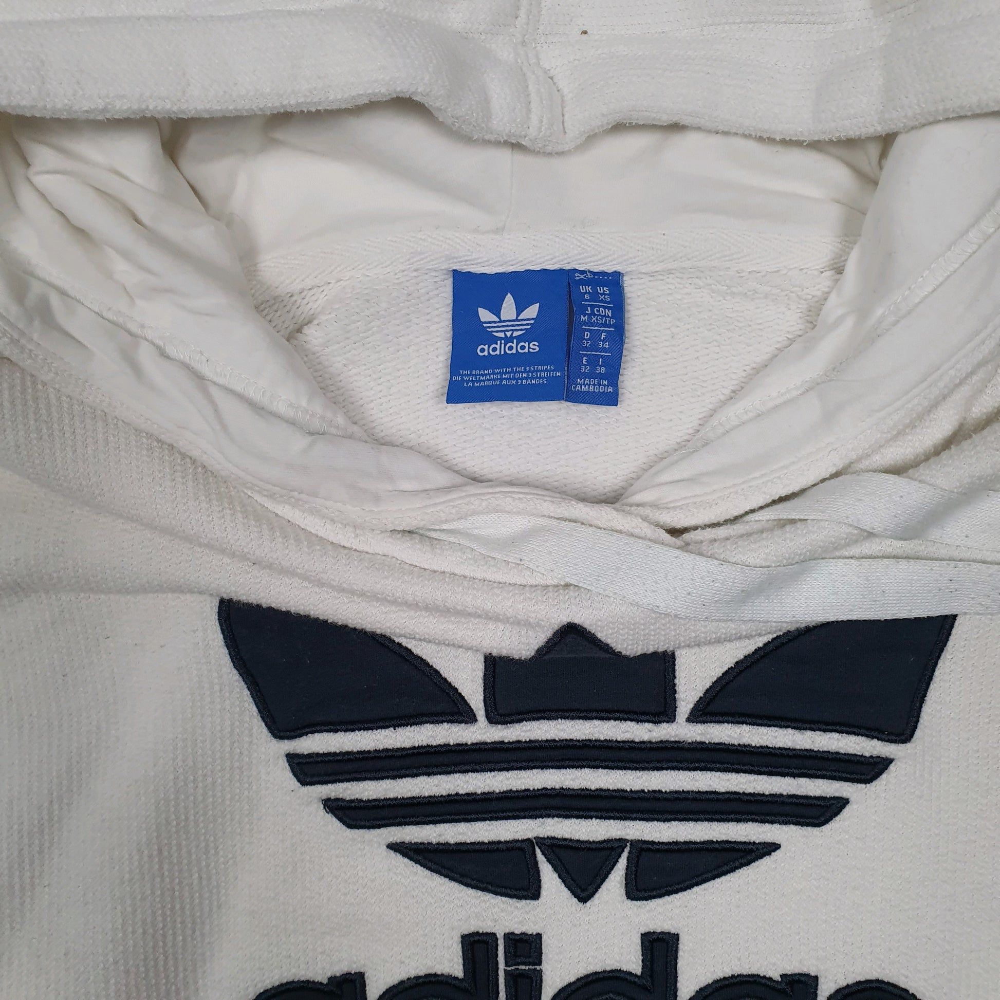 Womens White Adidas  Hoodie Jumper