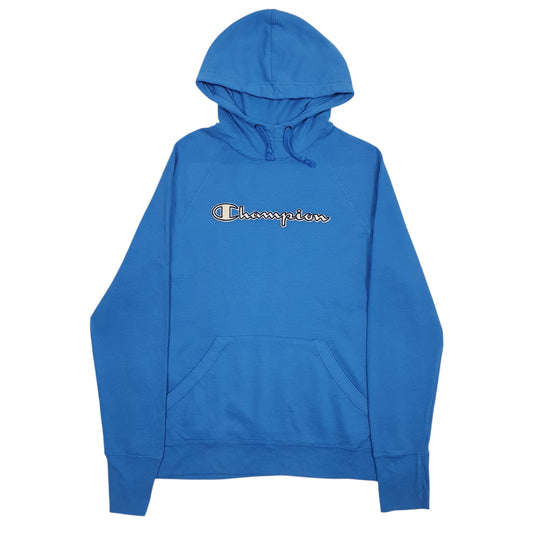 Mens Blue Champion Spellout Hoodie Jumper