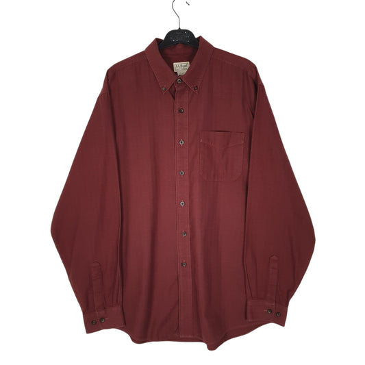 Mens Burgundy L.L.Bean Herringbone Flannel Long Sleeve Shirt